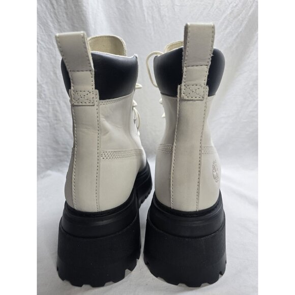 Timberland Sky White Leather Lace Up Chunky Platform Combat Boot Women’s Size 9 - Picture 10 of 13